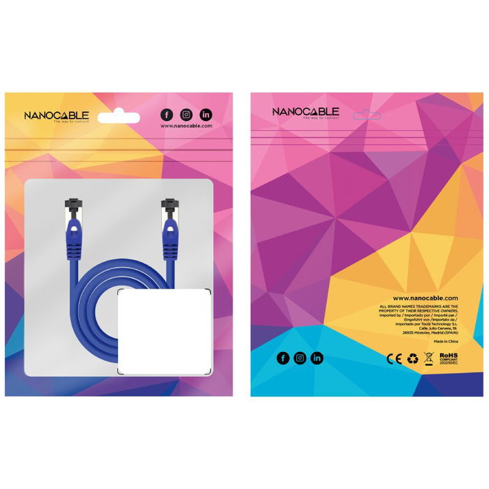 Nanocable Cable de Red CAT.8.1 SSTP AWG26 1m Azul Nanocable Cable de Red CAT.8.1 SSTP AWG26 1m Azul